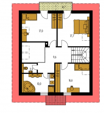 Plano de planta de la segunda planta - KOMPAKT 48